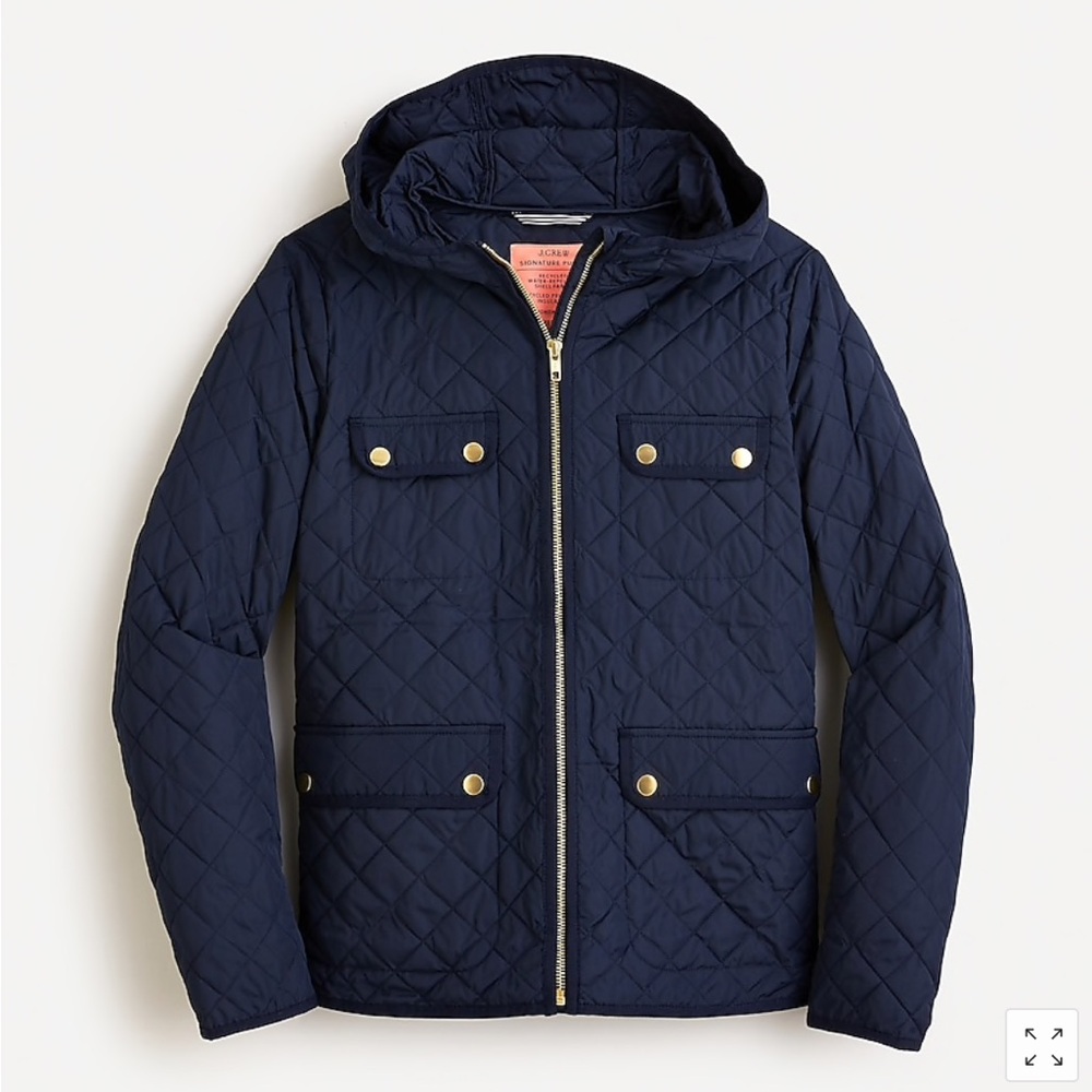 J. Crew Navy Quilted Puffer Jacket